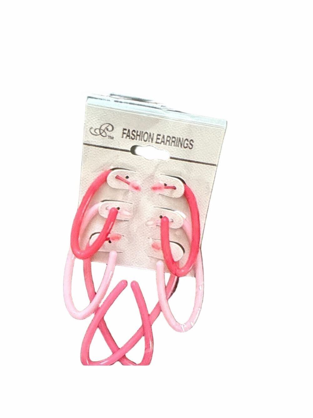 Fashion Hoop Earring Set Pink Hot Pink